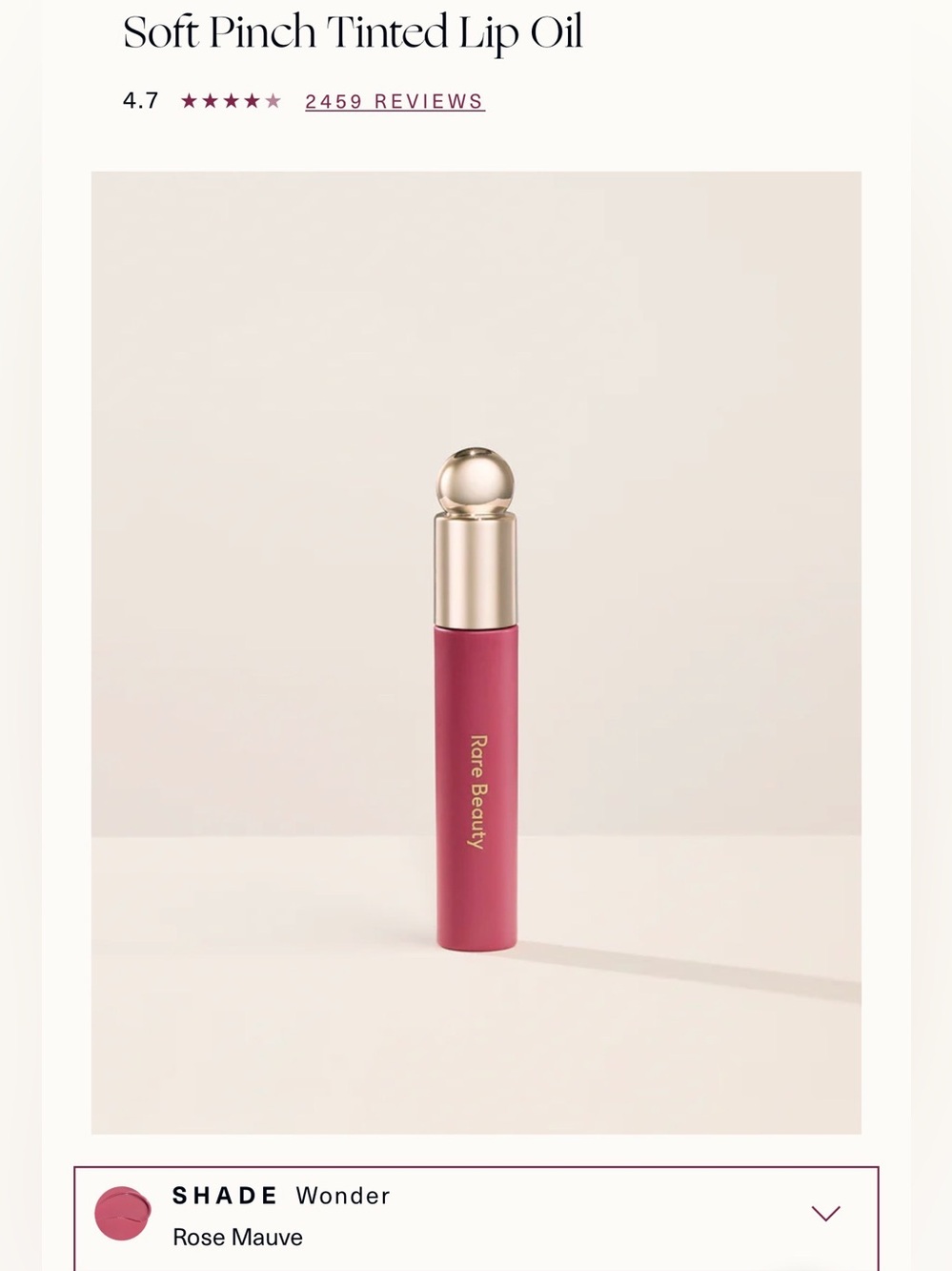 Rare Beauty Soft Pinch Tinted Lip Oil in Wonder